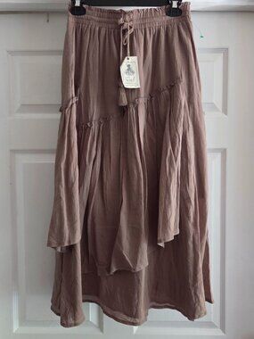 Easel Maxi Skirt Boho Western Coastel  Small